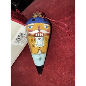 Victorian Santa Blown Glass Ornament 4" Royal Nutcracker Hand Painted with case